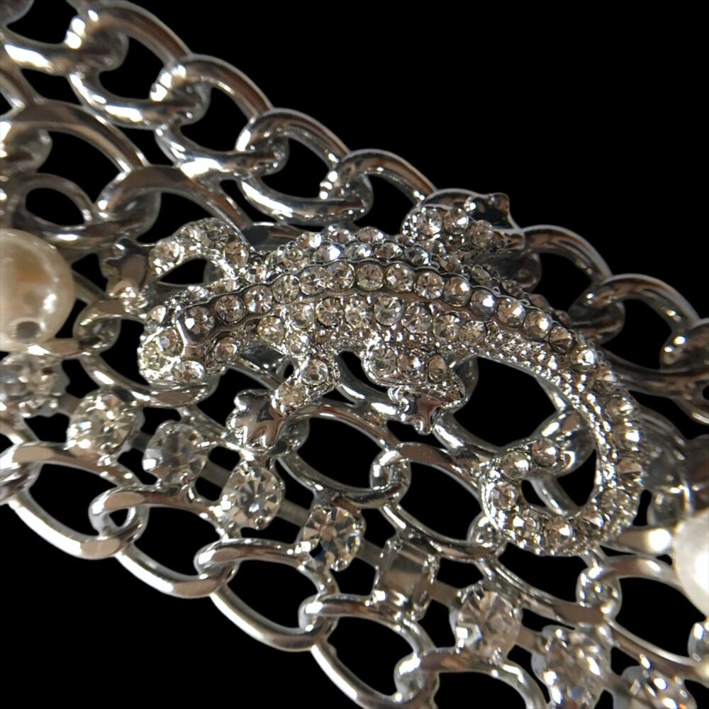 Rhinestone Lizard curb chain statement bracelet - Picture 6 of 9